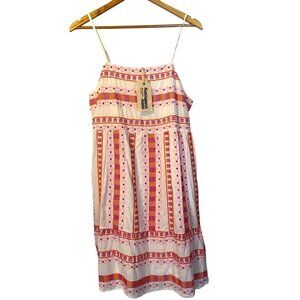 NWT Savanna Jane Embroidered White & Red Sleeveless Babydoll Dress L‎ Boho